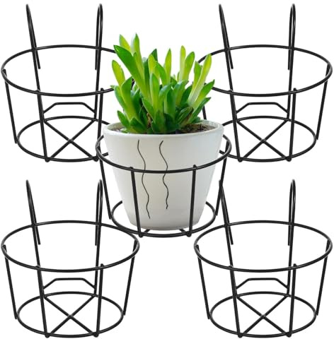Toyvian Support Rond en Fer Forgé pour Pots de Fleurs 5 Pièces, Léger et Portable, Balcon Extérieur pour Plantes Succulentes et Décoration