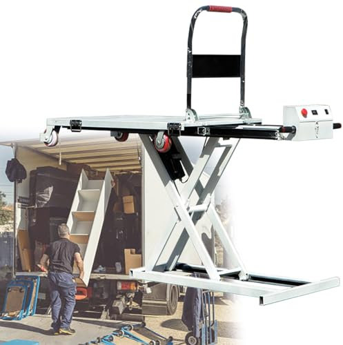 GESAIDES Carrello Elevatore Idraulico, Carrello Elevatore Idraulico Elettrico di Bordo, capacità 270 kg, con 4 Ruote, per Movimentazione e Trasporto di Materiali