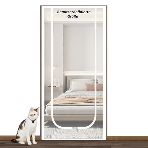 Benutzerdefinierte Größe Katzensicherheitstor Fliegengitter Tür | Polyesterfaser Haustiersichere Mesh Tür Bildschirm, Mit Reißverschluss, Für Wohnzimmer Terrasse Balkon, Ohne Bohren