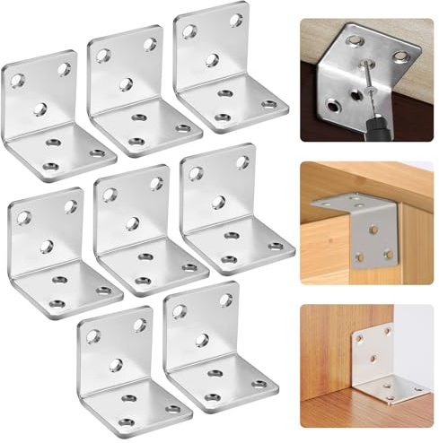 Shelf L Angle Corner Brackets Bracket Pegs Pins for Floating Shelves, 8 Pcs | Heavy Duty, Stainless Steel, Strong Support