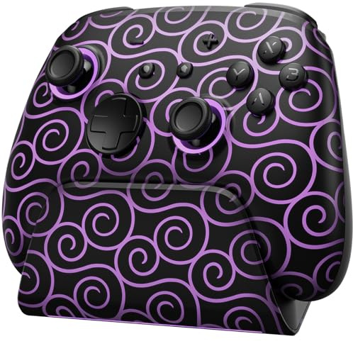 PALPOW Luminex Manette Switch avec Charge Station, Manette Pro Switch Sans Fil Compatible avec Switch/OLED, Switch Manette Bluetooth avec Effet Hall/7 Couleurs LED/Turbo/Lien d'Application - Violet