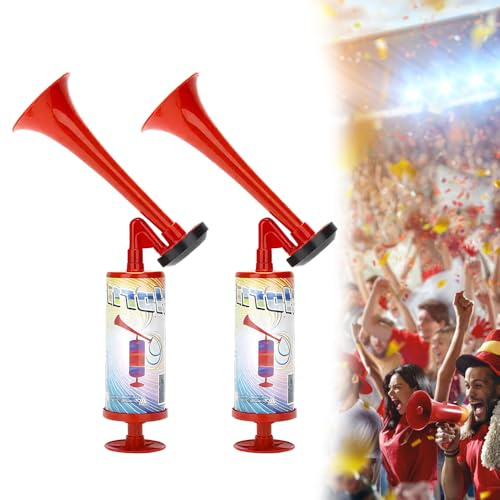 WDKXCN 2 Stück Air Horn, Handheld Luftdruck Fanfare Pumpe, Fanfare Druckluft, Druckluft Hupe, Lufthorn, Signal Horn, Stadion Tröte für Fußballspiel Sportereignisse, Festival Feiern