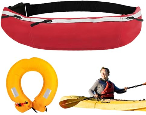 Manuell Aufblasbarer Rettungsgürtel In Gürteltasche | Tragbarer Schwimmring für Wassersport, Geeignet für, Surfen & Kajak | Ideales für Bootstouren, Angeln & Freizeitaktivitäten Am Wasser