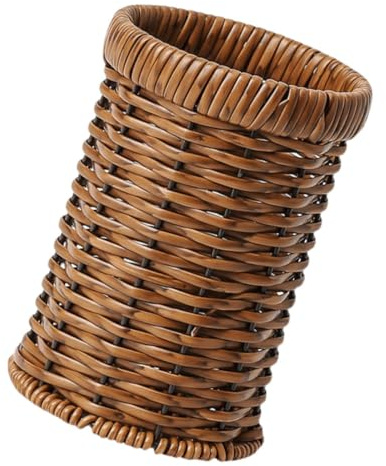 TOPPERFUN Organizador Cesta Portátil de Plástico de Utensilios de Cocina en Marrón para Soporte Ligero para Almacenamiento Encimera para Cubiertos y Mesa