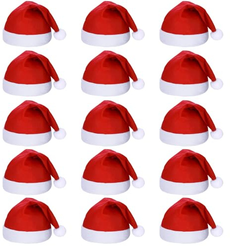WENRENMK 15 PZ Cappello Babbo Natale - Set di Cappelli Natalizi Unisex - Adatto per Natale, Feste, Decorazioni Natalizie