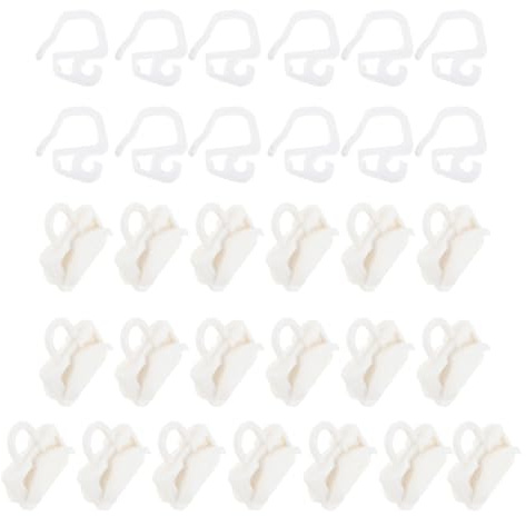 Lurrose Juego De 25 Gancho de Cortina con Clip Plástico Soportes para Pliegues Pinch Pleat Accesorios para Riel de Cortina y Reemplazo de Deslizadores