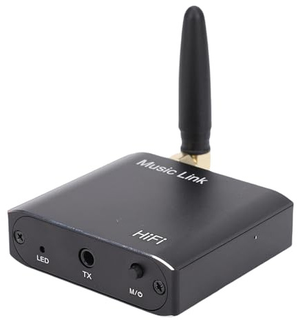 ASHATA Receptor Transmisor Bluetooth 5.3, Adaptador de Audio Inalámbrico 2 en 1, Adaptador Auxiliar Portátil para Coche, Receptor de Audio para Varios Altavoces, Amplificador de TV