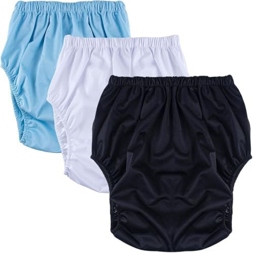 3 Stück Auslaufsichere Unterwäsche Für Erwachsene Bei Inkontinenz, Waschbare, Elastischer Bund, TPU-Kunststoff-Windelüberhose, Unisex Option C,L