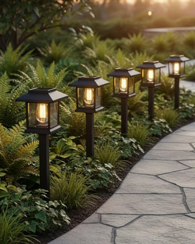 Maraiss 6 Pack Outdoor Solar Lights, Waterproof Garden Solar Lights for Pathway Patio Lawn Yard Outdoor Decoration, Gift for Men Women Birthday/Wedding/Party