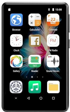 Gettimore Lecteur MP3 avec BT5.0 et WiFi, écran tactile de 4, lecture vidéo 1080p, 2 Go + 16 Go/3 Go+32 Go, prend en charge les applications Spotify Deezer Audible, batterie 2000 mAh M9 WiFi BT 3 Go