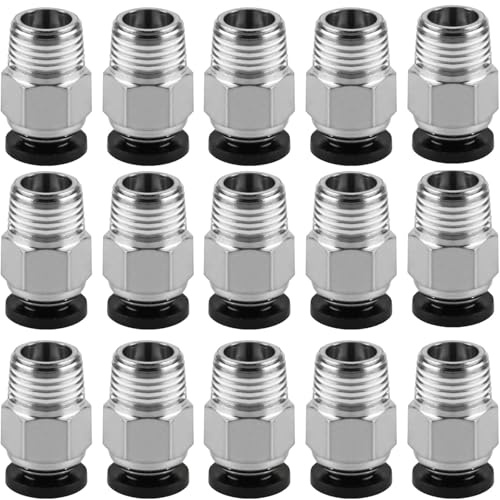 GERUI 15 pcs PC4-M10 Stecker,3Dman PC4-M10 Male Straight Pneumatic PTFE Tube Push In Quick Fitting Connector for E3D V6 Long Distance Bowden Extruder 3D Printers