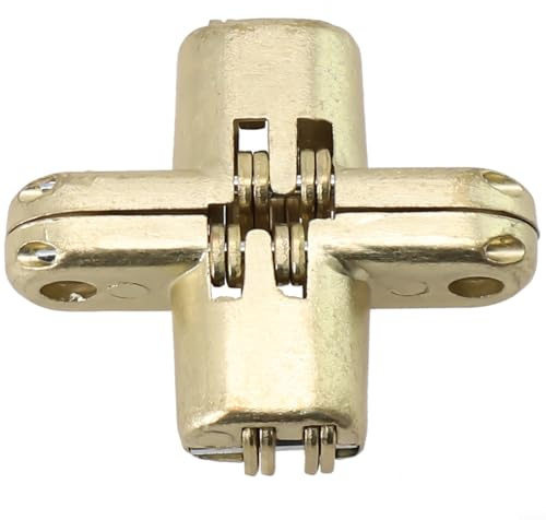 Cerniera invisibile in acciaio inossidabile per porte e pieghevoli, cerniera a croce nascosta con capacità di carico di 10-30 kg, corpo in lega di zinco argento e oro, 13 x 45 mm, (dorato, 11 x 40 mm)