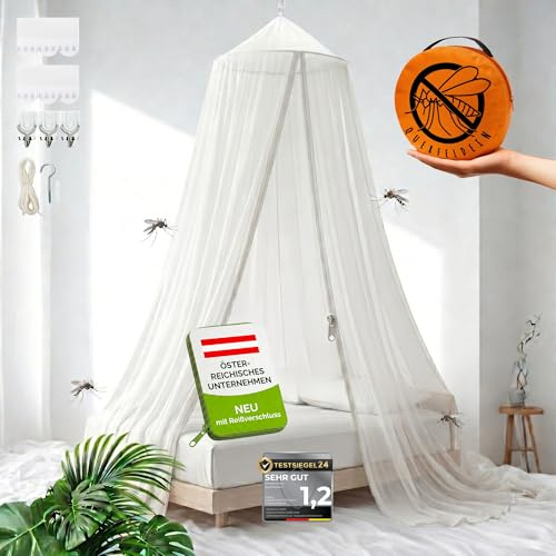 Querfeldein Moskitonetz Bett für Doppelbett 180x200 mit Reißverschluss | Outdoor Mosquito net, Für Camping & Reise, Fliegennetz, Mückenschutz für Kinderbett, Balkon oder Terrasse
