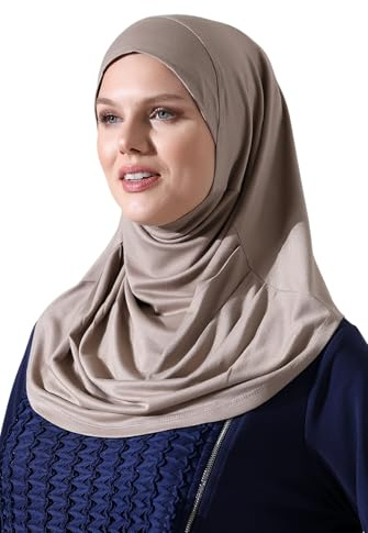ihvan online Soforthijab für Damen, Einteiliger Ready-to-Wear Hijab, Elastischer Gebetsschal, Kopftuch für Alltag & Reise, Mink