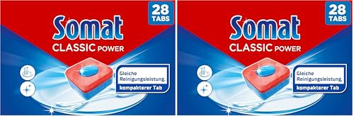 Somat Classic Power Spülmaschinen Tabs (28 Tabs) Spültabs für strahlend sauberes Geschirr auch im Niedrigtemperatur-, Kurz- & Eco-Programm, Geschirrspül Tabs mit Fettlösekraft für kraftvolle Reinigung