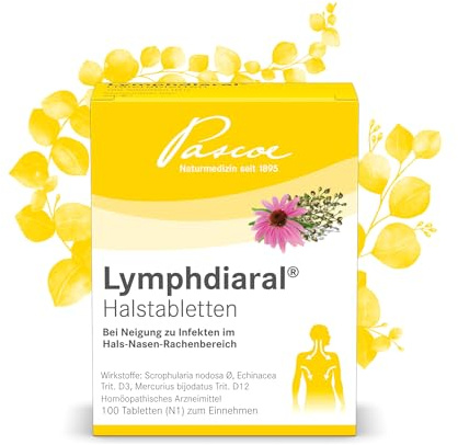 Pascoe Lymphdiaral Halstabletten, bei Neigung zu HNO-Infekten, 100 Stück | Homöopathisches Arzneimittel, Tabletten zum Einnehmen, für das Lymphsystem, 100 Stück, Original von Pascoe Naturmedizin