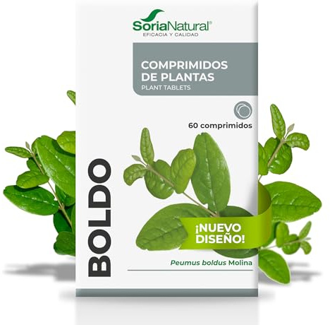 Soria Natural Boldo Comprimidos - Poder Digestivo y Depurativo - Facilita la Digestión - Favorece la Eliminación de Líquidos y la Función Hepatobiliar - 60 comprimidos de 600 mg.