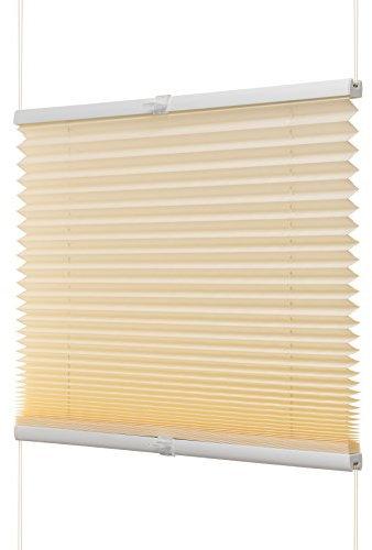 Ventanara® Plissee Ohne Bohren Beige Klemmfix Plisseerollo Faltrollo Verspannt Inklusive Premium Klemmträger 40 x 130 cm
