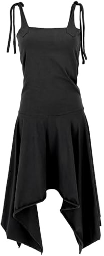 GURU SHOP Vestido convertible Goa Psytrance Festival Dress Pixi Rock Mujer Verde Algodón Talla: 36, Negro , 38