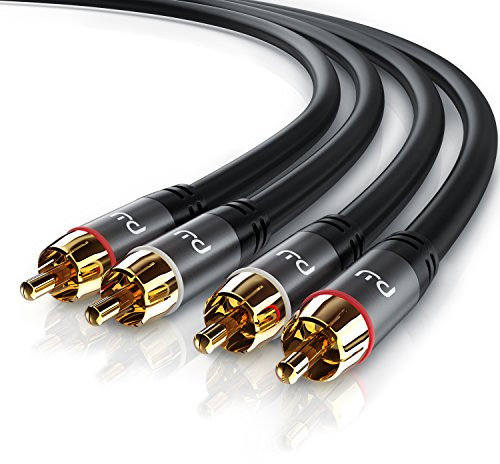 CSL - Stereo Cinch Audio Kabel - 10m Meter - 2X Cinch zu 2X Cinch Audiokabel - AUX Eingänge - Metall-Stecker vergoldet Kabel doppelt geschirmt