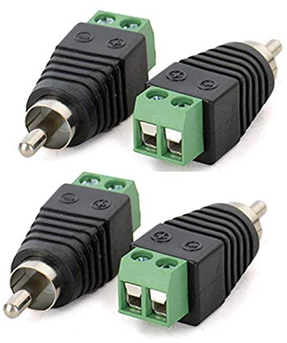 AILTECK Phono RCA Male Plug to AV Screw Terminal Audio Video Connector Speaker Wire to RCA Adapter 4-Pack