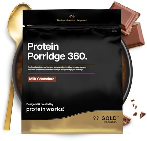 Protein Works | Protein Porridge 360 - Gold Innovation, High Protein, Low Sugar Breakfast, Added Vitamins & Minerals, Low GI Wholegrain Oats, High Fibre, Milk Chocolate, 6 Servings, 500g