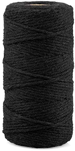 jijAcraft 2MM Butchers String, 328ft Strong Black String, Natural Food Grade Cooking Twine, Cotton Cord for Kitchen Rotisserie Chicken, Tying Meat, Making Sausage