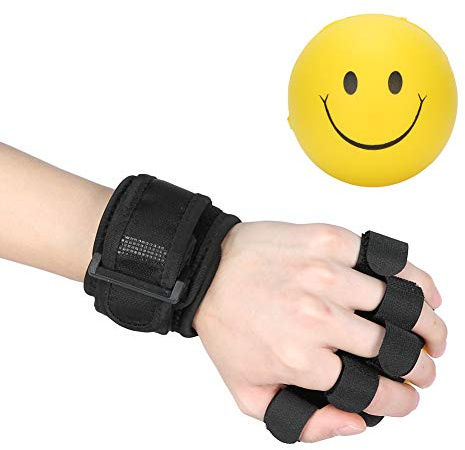 Brrnoo Guantes de Pelota para ortesis de Dedo, Dispositivo de Entrenamiento para Dedos con Pelota de Fuerza de Agarre, férula antiespasticidad con Tiras de Aluminio para daño de la Mano