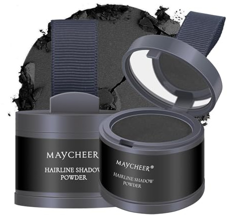 FREEORR 2Pcs Root Touch Up Hair Powder, Hairline Shadow Powder for Thinning Hair and Gray Coverage #05 Black