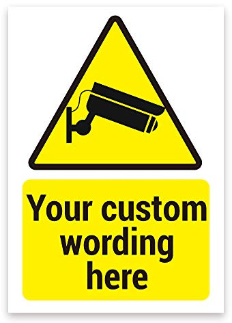 LP Lifestyle Custom CCTV Warning Sign – Weatherproof PVC Security Notice with Camera Symbol, Personalised Text Option, Outdoor Surveillance Sign for Homes & Businesses. No 008