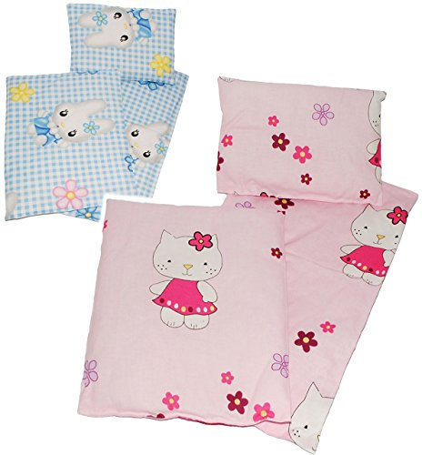 alles-meine.de GmbH Puppenbett/Wiege Verschiedene Modelle & Größen frei wählbar 3 TLG. Set Puppendecke & Kissen - mit Unterlage - aus 100% Baumwolle - Stoff - Bettwäsche..