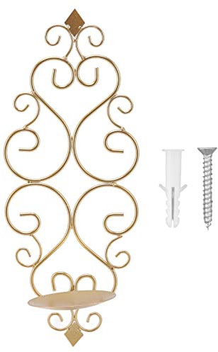 Cyrank Apliques de Velas para la Pared, candelabros románticos para Colgar en la Pared Candelabros de Velas montados en la Pared Apliques de Pared Decoración para Sala de Estar Comedor(Dorado)