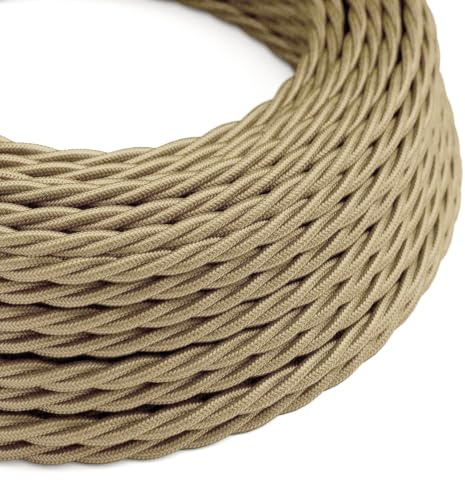 LEDSone Vintage 5 Meters 2 core Cream Color Twisted Italian Braided Cable Electrical Fabric Flexible Lamp Cable Wire Cord For UK Light