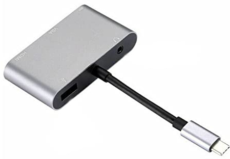 TECKEEN Tipo C a HDMI/VGA/USB 3.0/3.5mm Audio/USB-C PD Adaptador de puerto 5 en 1 Convertidor Hub Typec Hdmi+Vga+Audio+Usb+PD