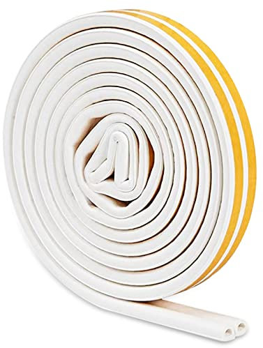 Gvolatee Guarnizione Finestra 9mm X 6mm, D-Tipo Nastro Sigillante Autoadesivo, Paraspifferi Porta Finestre In Gomma, Striscia di Schiuma per Anti Freddo, Isolamento Acustico, Anti-Collisione (6M)