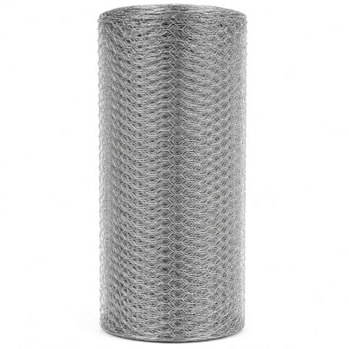 Flonatur Malla gallinero 1x25m hueco 50mm hexagonal de zinc galvanizada triple torsión metálica, (1x25m-Hueco 50mm, Plateado)