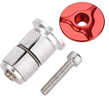 Psytfei Fahrradobere Schraube Expansionsschraube Aluminiumlegierung Vorbau Steuersatz Obere Kappe Fahrradgabel Expander Bung 1/1,25 Zoll(Rot)