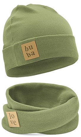 Bubalove - Mütze und Schal Set - Baumwollmütze - Kragen für Baby - Baumwollmütze und Halswärmer - Strickmütze - Mütze und Schals - Kinder Kindermütz