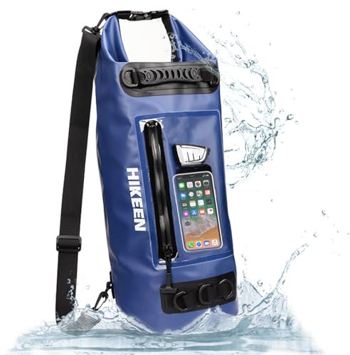 BOOSTEADY IPX7 Wasserdichter Trockensack Dry Bag mit Touchscreen-Tasche & Doppelreißverschluss - Wasserdichter Packsack für Kajak, Boot, Camping, Strand, Rafting, Schwimmen und Outdoor, 20L