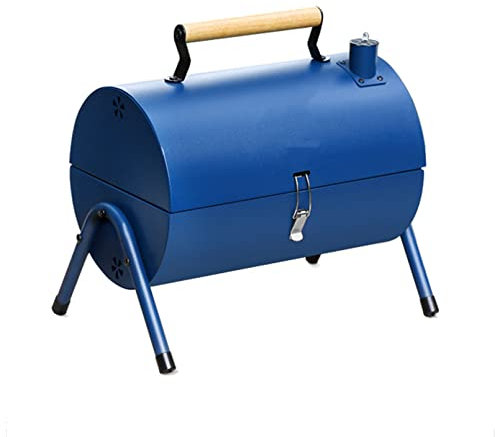 Verstellbarer tragbarer Holzkohlegrill, multifunktionaler kleiner zylindrischer Räucherofen aus Metall für Outdoor-Wanderungen, Picknicks, Familientreffen, Garten, Hinterhof, ge