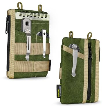 VIPERADE VE18N EDC Pouch Tool Organizer, Multifunction Small Tools Pouch with 6 Pockets, EDC Organizer Pouch for Men, Slim Multitools Pocket Organizer for Everyday Carry-Green+Khaki