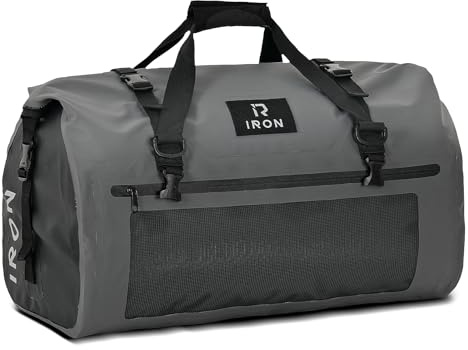 IRON JIA'S Motorradtasche Gepäckrolle wasserdichte Hecktasche Satteltasche Reisetasche mit rollversiegelten Schultergurten geeignet für Radfahren Camping Wassersport Grau-50L