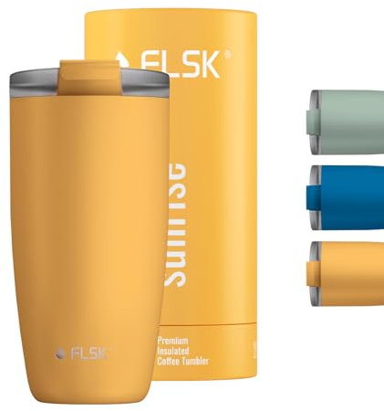FLSK Kaffeebecher – Premium coffee to go-Becher aus Edelstahl – 100 % auslaufsicher, BPA-frei & doppelwandig – hält 3 h heiß (sunrise, 500 ml)