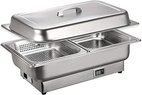Chafer Chafing Dish, Plato de Acero Inoxidable con Tapas, Juego de Buffet de tamaño Completo, Buffet, Bodas, Fiestas, Banquetes, Eventos de Catering (E)