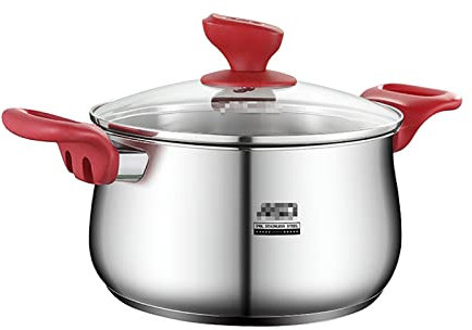Suppentöpfe Suppentopf, 316 Edelstahl Duty Induction - Suppentopf, Schmortopf, Simmertopf, Suppentopf mit Glasdeckel und doppelten hitzebeständigen Griffen, 20 cm/22 cm/24 cm (Size