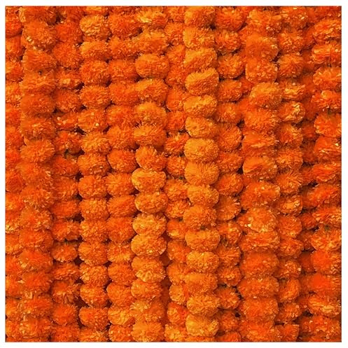 zig zag Artificial Marigold Garland (5pcs Pack) - Ideal for Weddings,Birthday, Christmas Decorations, and Diwali Celebrations, Faux Garlands 5 Strings - 4.5-5 Ft Long (Orange)