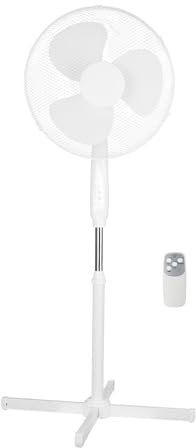 COZYBRITE Pedestal Fan Cooling 16 inch with Remote Control Standing Electric Oscillating Floor Fans 3 Wind Modes 7.5 Hours Timer 3 Speed Setting Adjustable Height Tilt Angle for Home FS40-91R (White)
