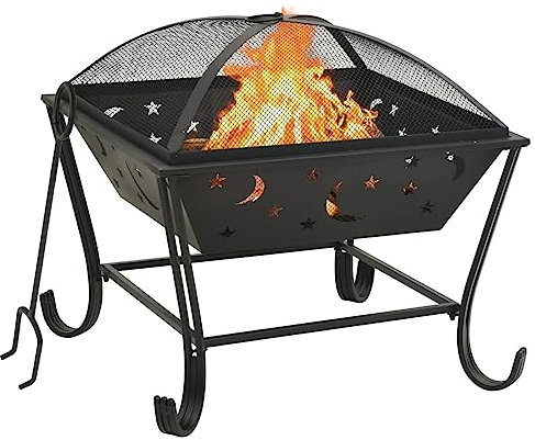 Articles de maison, brasero avec tisonnier 62 cm XXL acier, meubles de costume