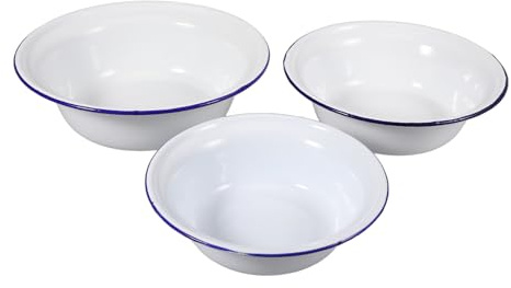 HOLIDYOYO Ensemble De Bassins En ÉMail Blanc 14Cm 16Cm 18Cm Multi-Usages Pour Cuisine Salle De Bain Lavage Visage Vaisselle
