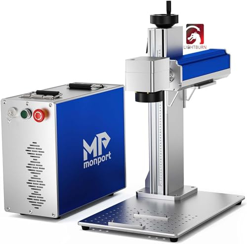 Monport 30W Fiber Laser Engraver, LightBurn Compatible Laser Engraver Cutter with 150x150mm Working Area, 0.01 Precision, Red Dot Guidance, Fiber Laser Engraver for Metal Gold Wood Jewelry and More
